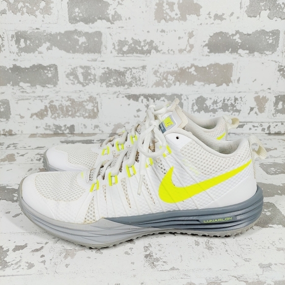 Nike Lunar TR1 Mens White/Volt Wolf Gray Lace Up Trainer Athleisure Sneaker E647 - Picture 1 of 9